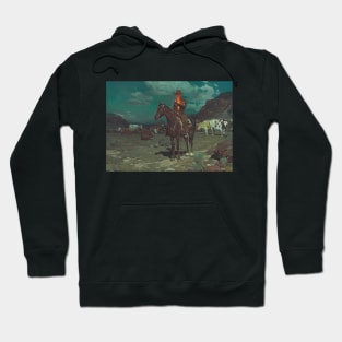 Cowboy Smoking At Night - Vintage Western American Art Hoodie